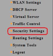 Tenda Security Settings